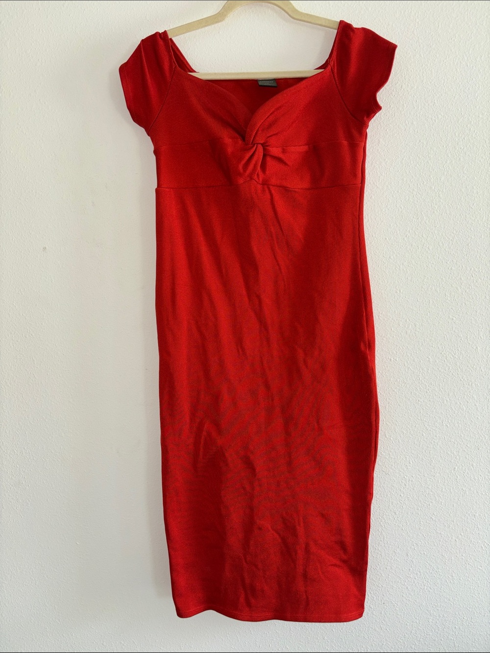 Express Orange-Red Twist-Front Midi Dress